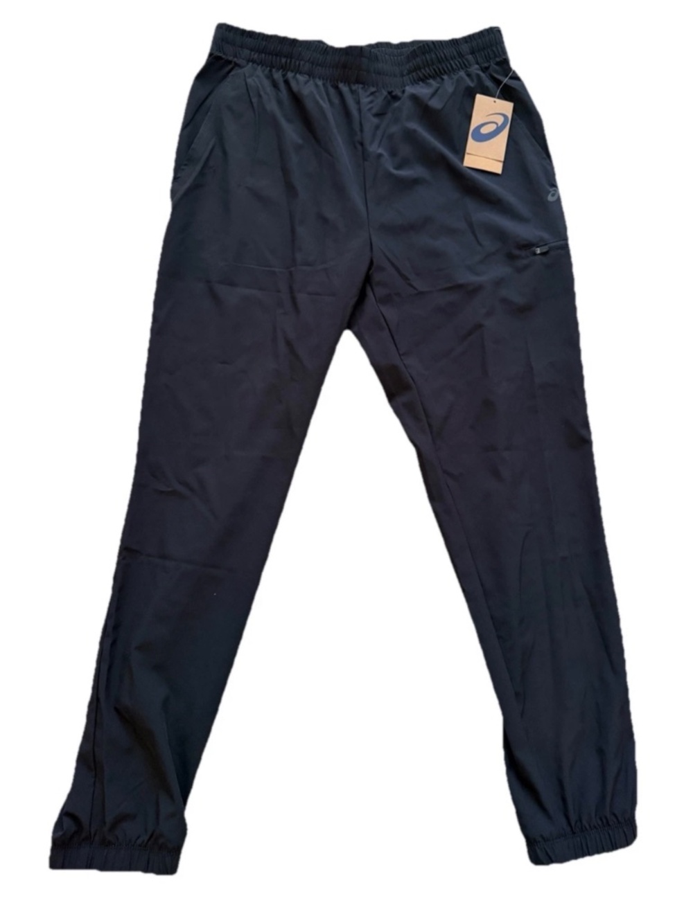 Asics Woven Cargo Joggers Pants Black Mens Stretch Leg Zip Pocket Large